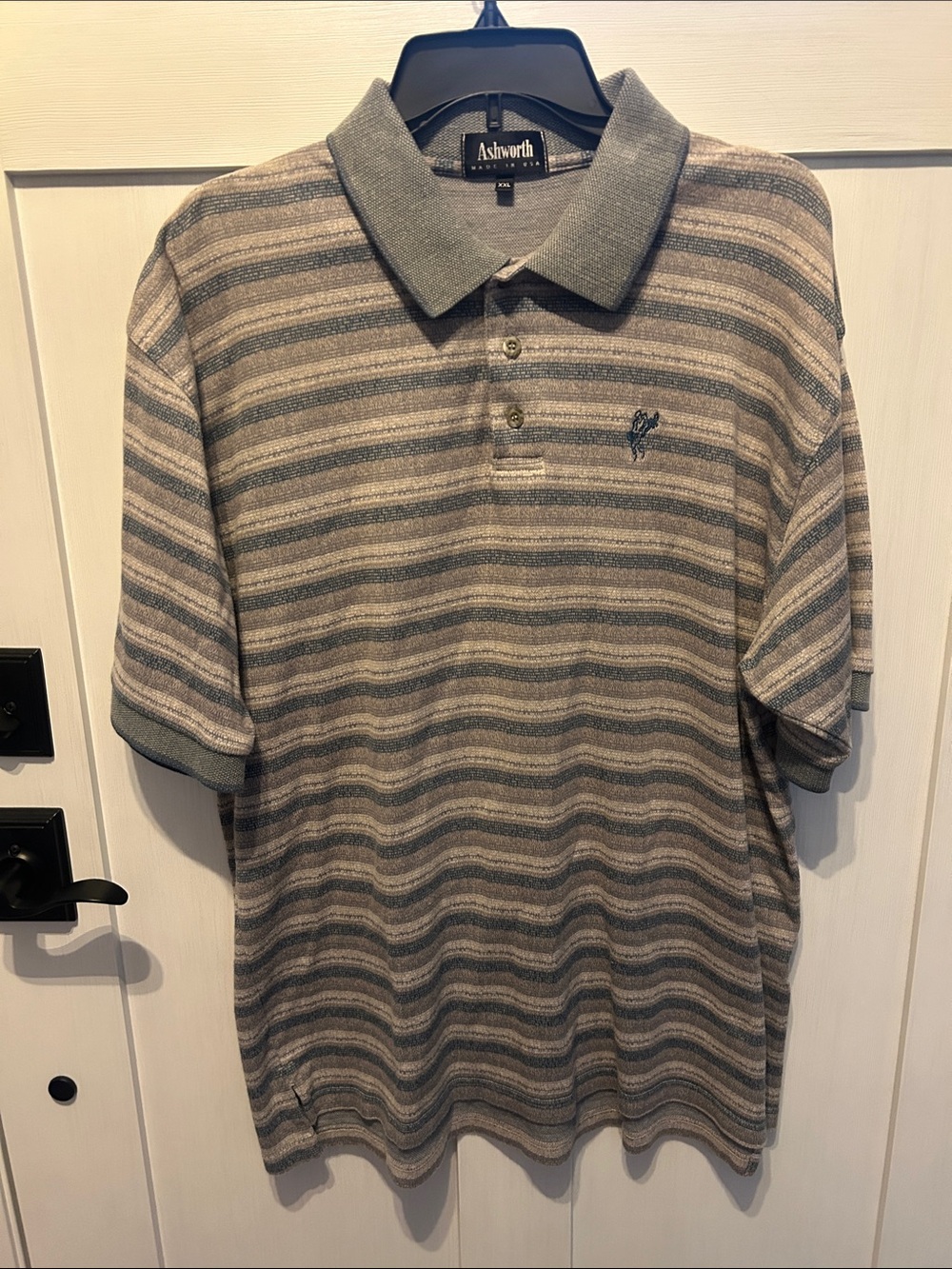 ASHWORTH GOLF Mens XXL Green Gray Striped Shirt